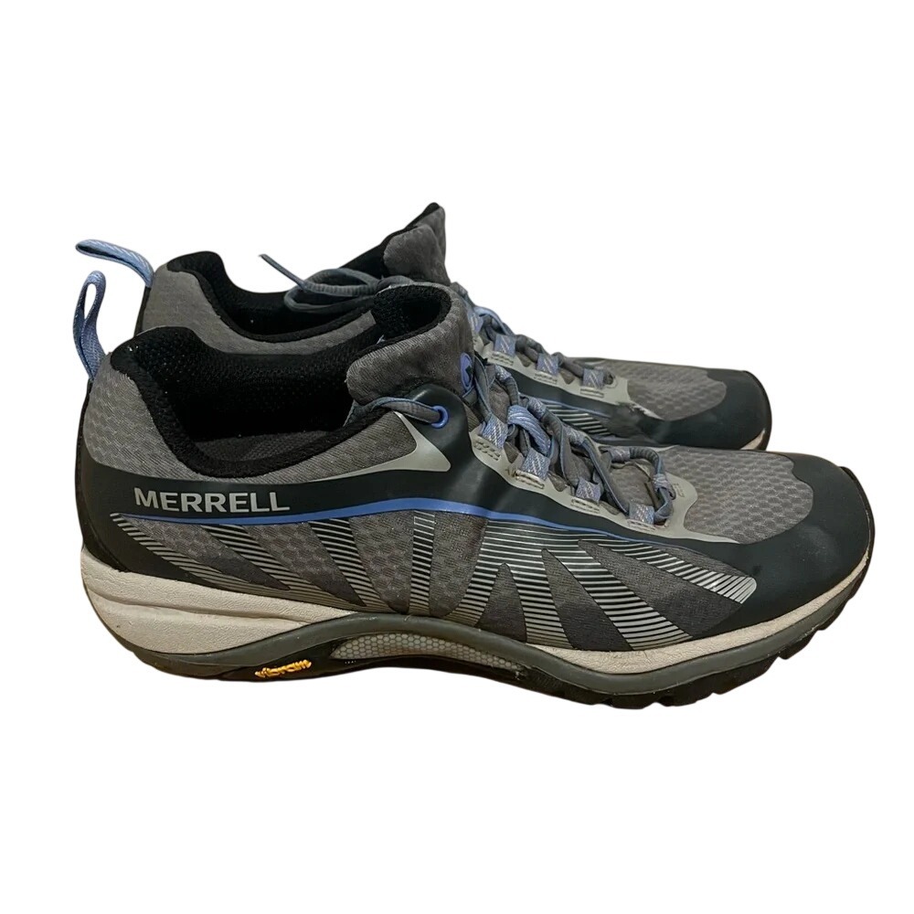 Merrell Siren Edge Q2 Grey Blue Waterproof Hiking Shoes Vibram Womens 8.5